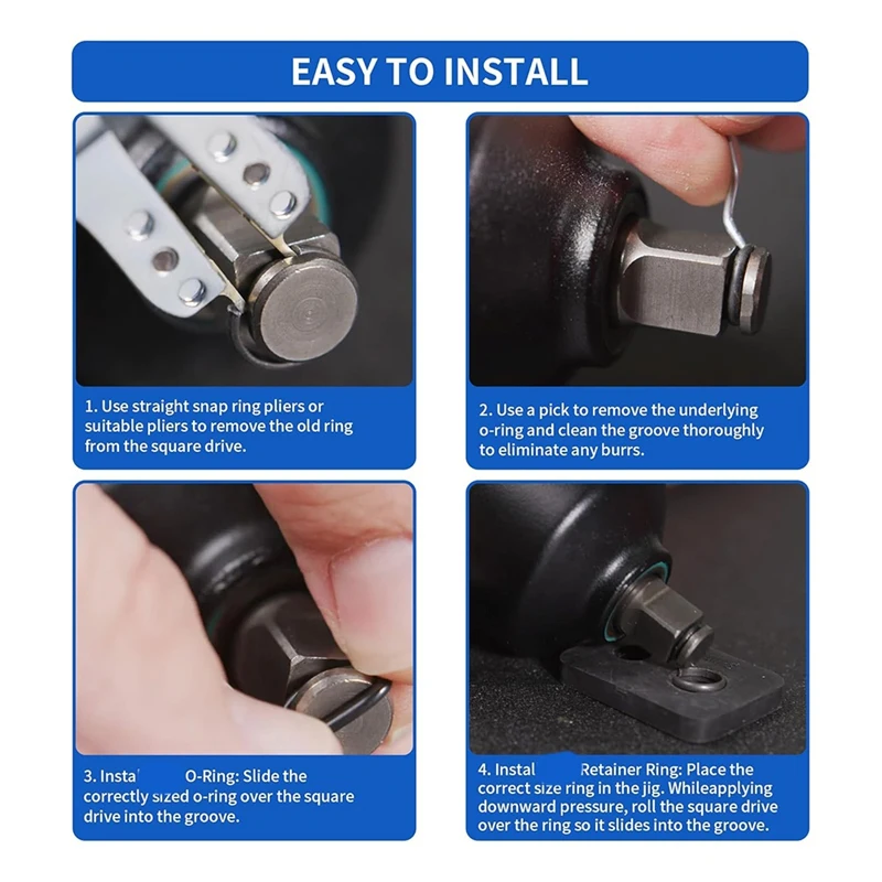 1/2Inch And 3/8Inch Impact Retaining Ring Clip With O-Ring For Milwaukee Electric Or Pneumatic Impact Wrenches