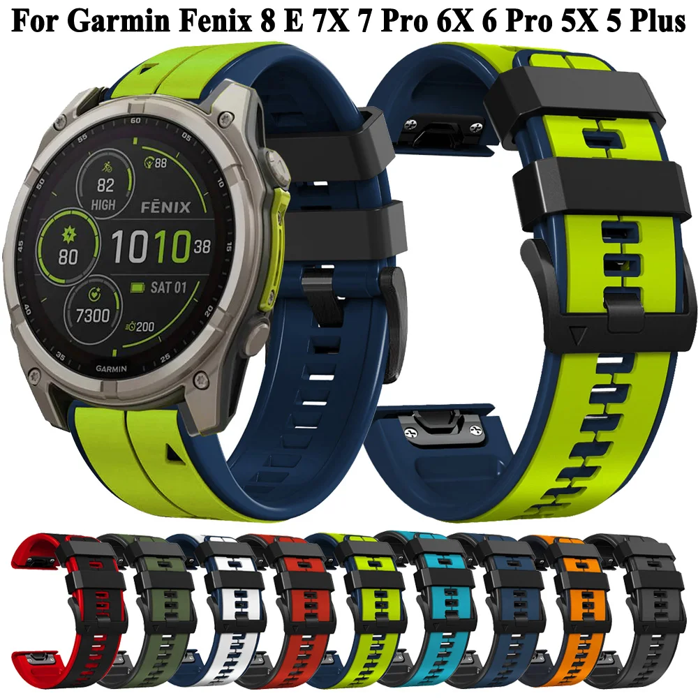 22 26mm Silicone Strap Compatible with Garmin Fenix 8, Quickfit Wristband Bracelet Fenix E, 7 Pro, 7X Pro, 6, 6X Pro, 5, 5X Plus