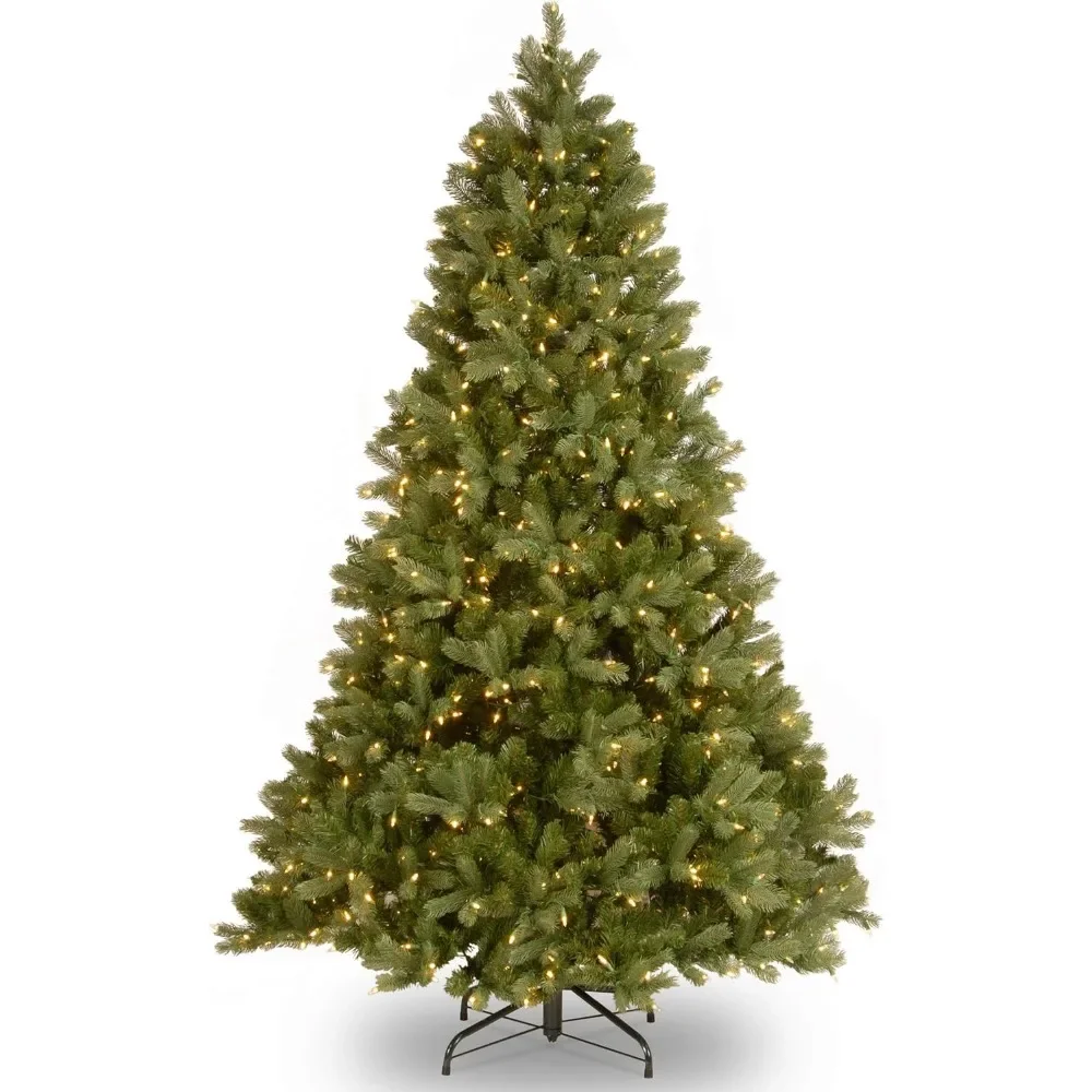 

Christmas Tree Pre-Lit 'Feel Real' Artificial Full Downswept, Douglas Fir, White Lights, Includes Stand,6.5 feet Christmas Tree