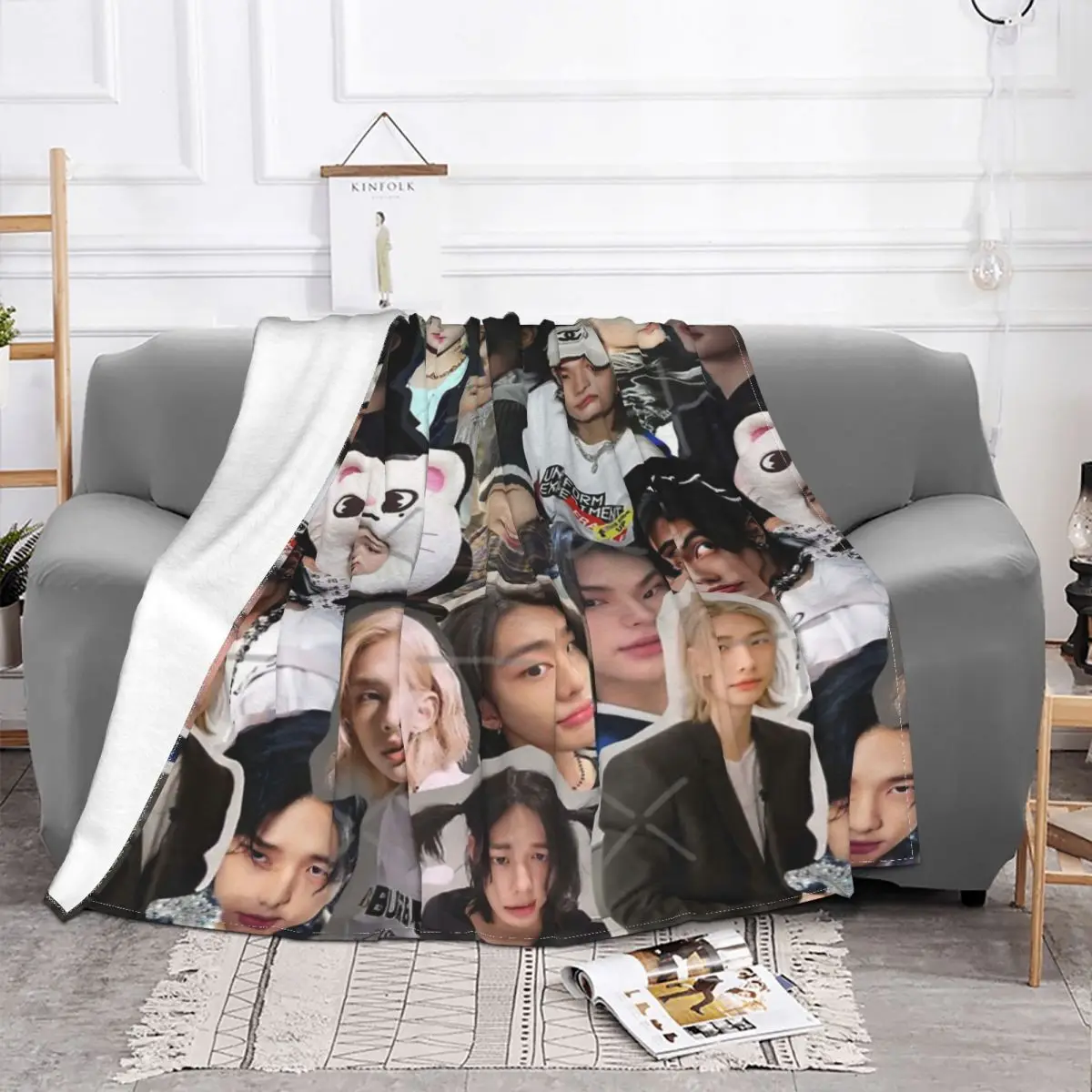 Hyunjin Collage Plush Bedroom Quilt For Bed Winter Warm Blanket Throw Blanket