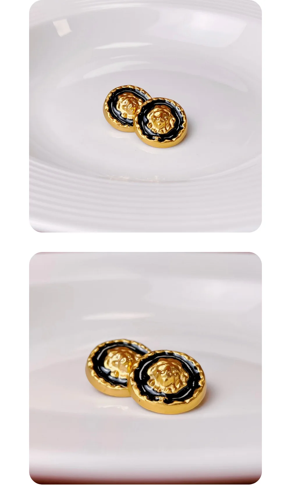10 Stück Metallknöpfe, Kleidungszubehör, Schnitzerei, Löwe, dekorative Knöpfe, DIY-Handwerk, Nähzubehör, runde goldene Knöpfe, 18 mm/25 mm – Detail 4