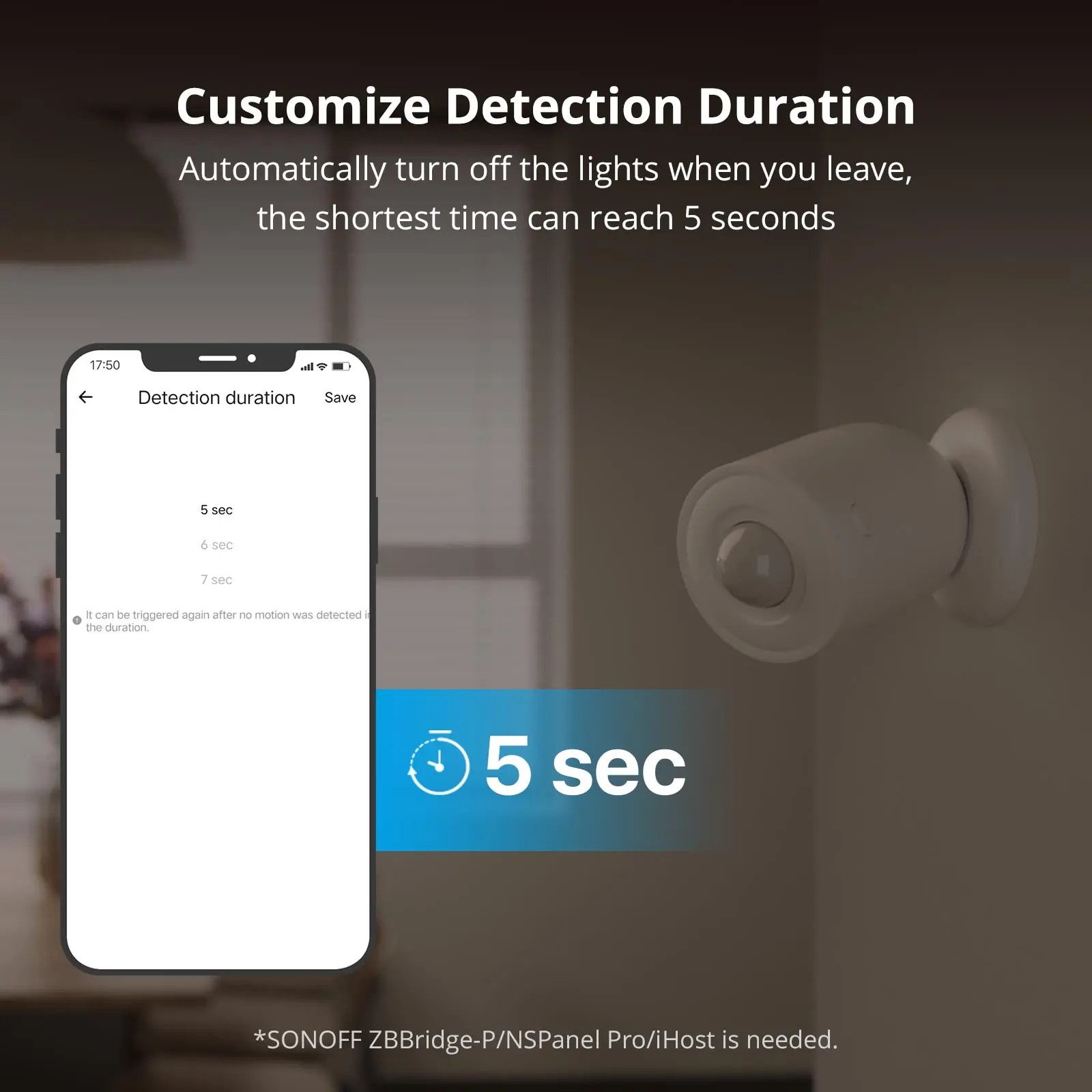 SONOFF SNZB-03P Zigbee Motion Sensor Environment Light Detection Home Security Alert Notification via eWeLink Alexa Google
