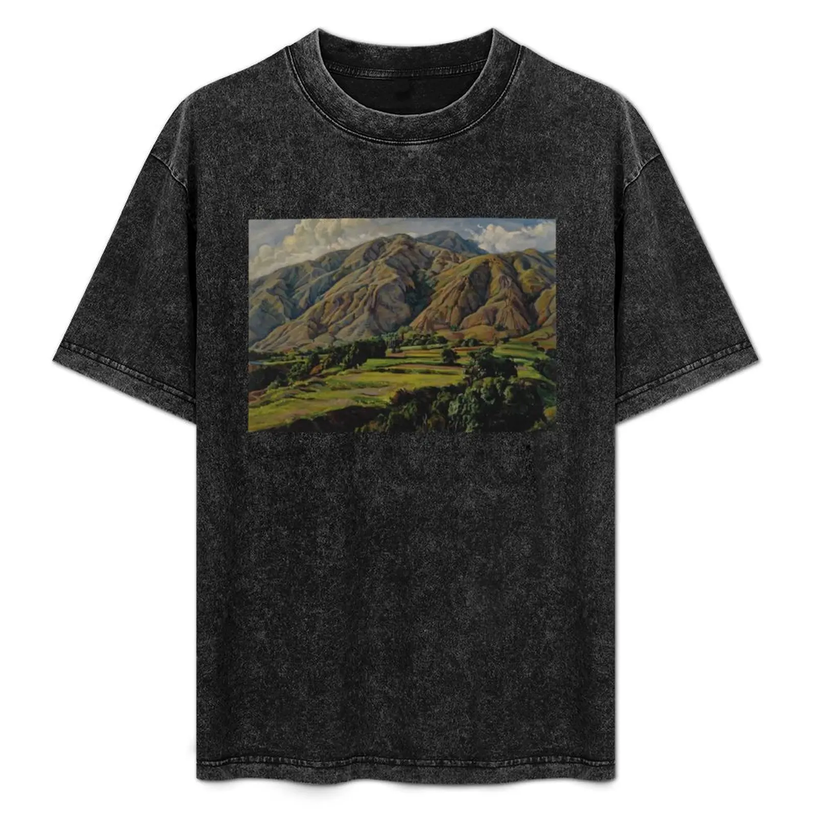 Cerro el Avila, Oil painting T-Shirt plus size clothes tops shirts men