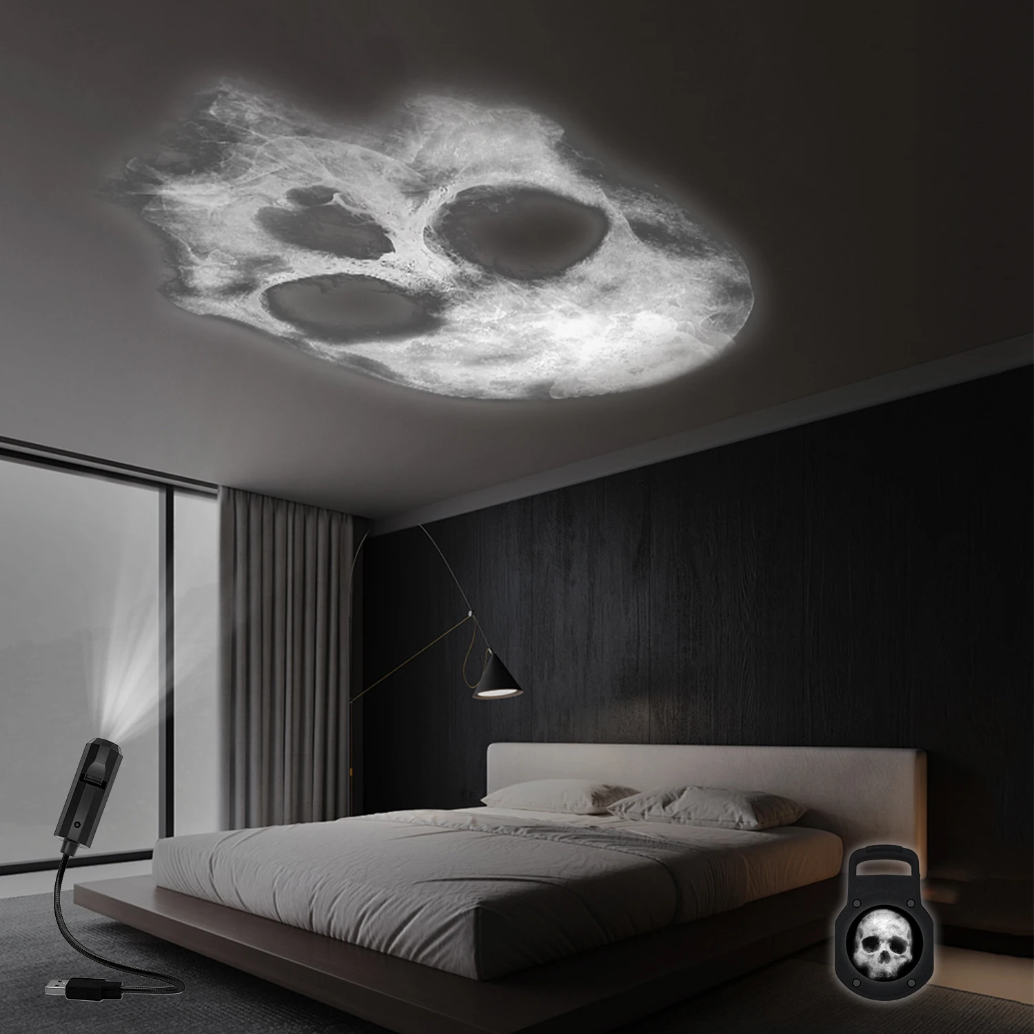 Skull Projection Lamp, USB Lighting Night Light