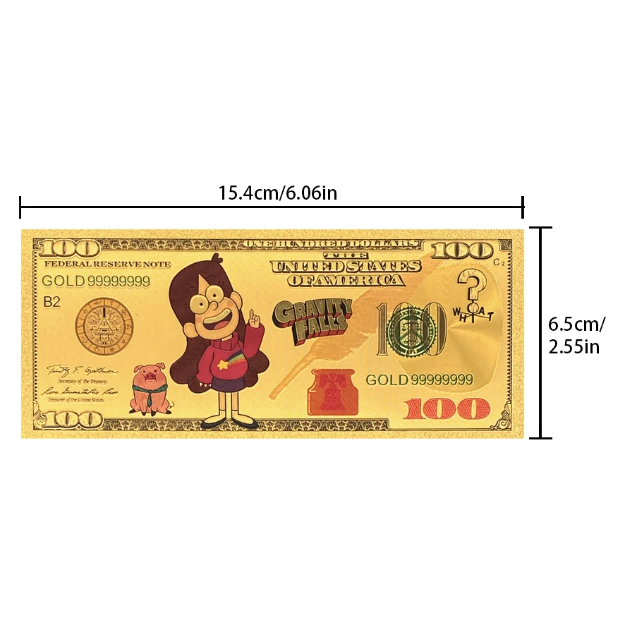 Disney Gravity Falls Anime Gold Banknote Cartoon Cosplay Collection Gold Card Birthday Gifts Cartoon Workplace Comedy Toy