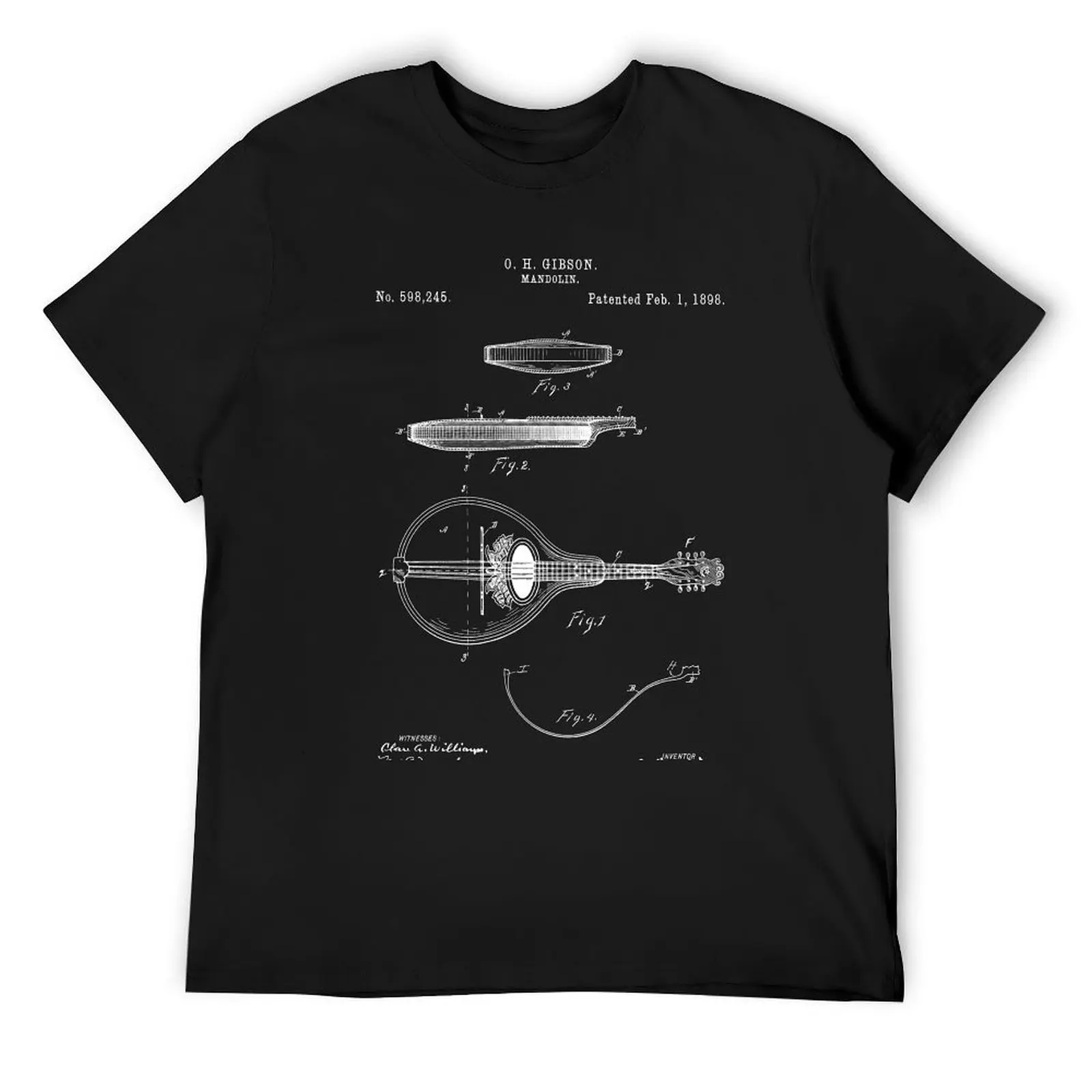 Mandolin Patent 1898 - White T-Shirt plus sizes summer clothes luxury clothes men