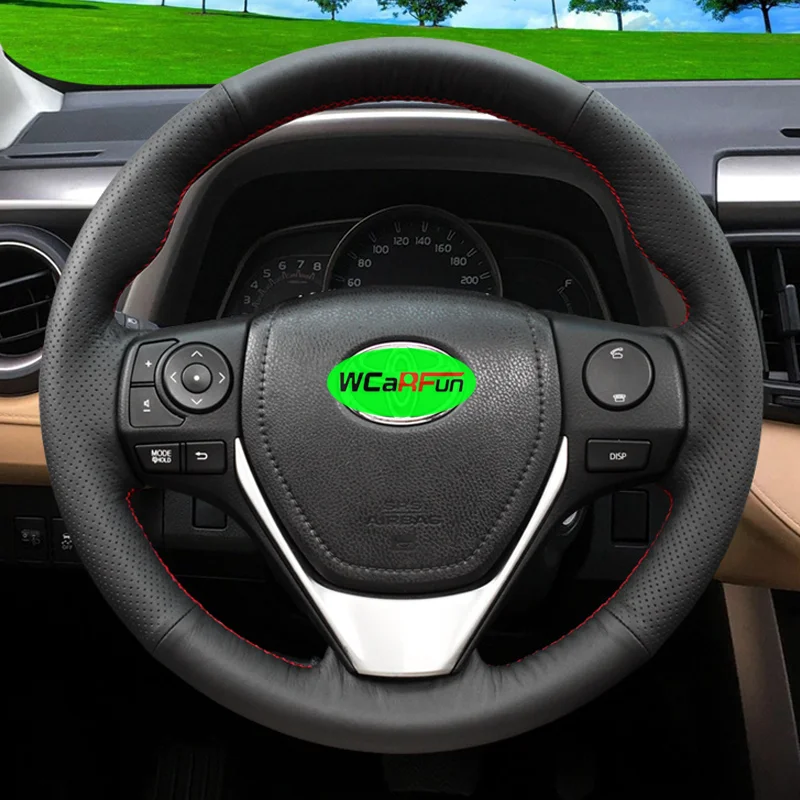 

Автомобильный чехол на руль из искусственной кожи, дышащий для Toyota RAV4 Corolla Auris Corolla iM Isis 2012-2019, плетение рулевого колеса