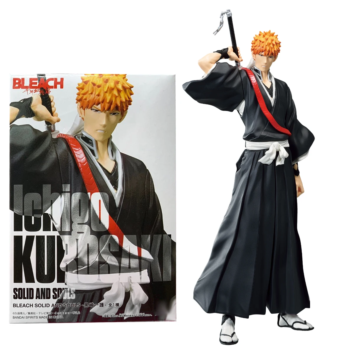 19cm Anime BLEACH Figure Kurosaki Ichigo Draw Sword Zangetsu PVC Action Figures Collection Model Toys For Boy Gifts