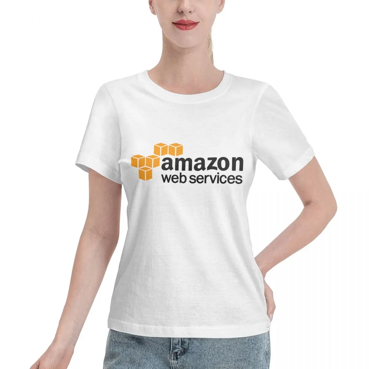 AMZ Amazon Web Services-1 Tee-Shirts Cotton T-shirts Women Short Sleeve O-Neck Tops