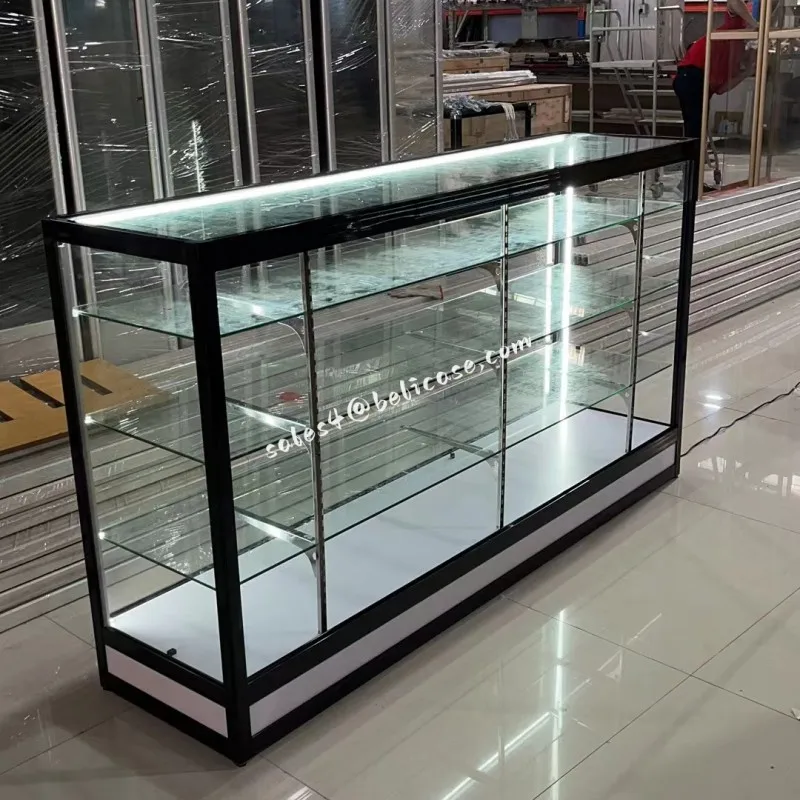 

2025customized.Shop Display Counter with Lighting Smoke Store High Quality Glass showcase Display Cases Smoke Shop