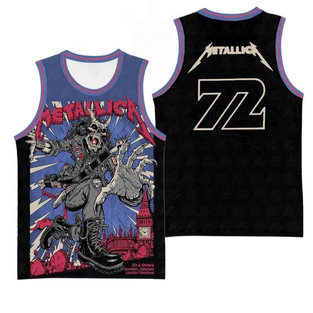 2026 Metallica M72 World Tour Basketball Jersey Men's Women's Summer Sports Vest Breathable Quick Drying Family Kids Clothing