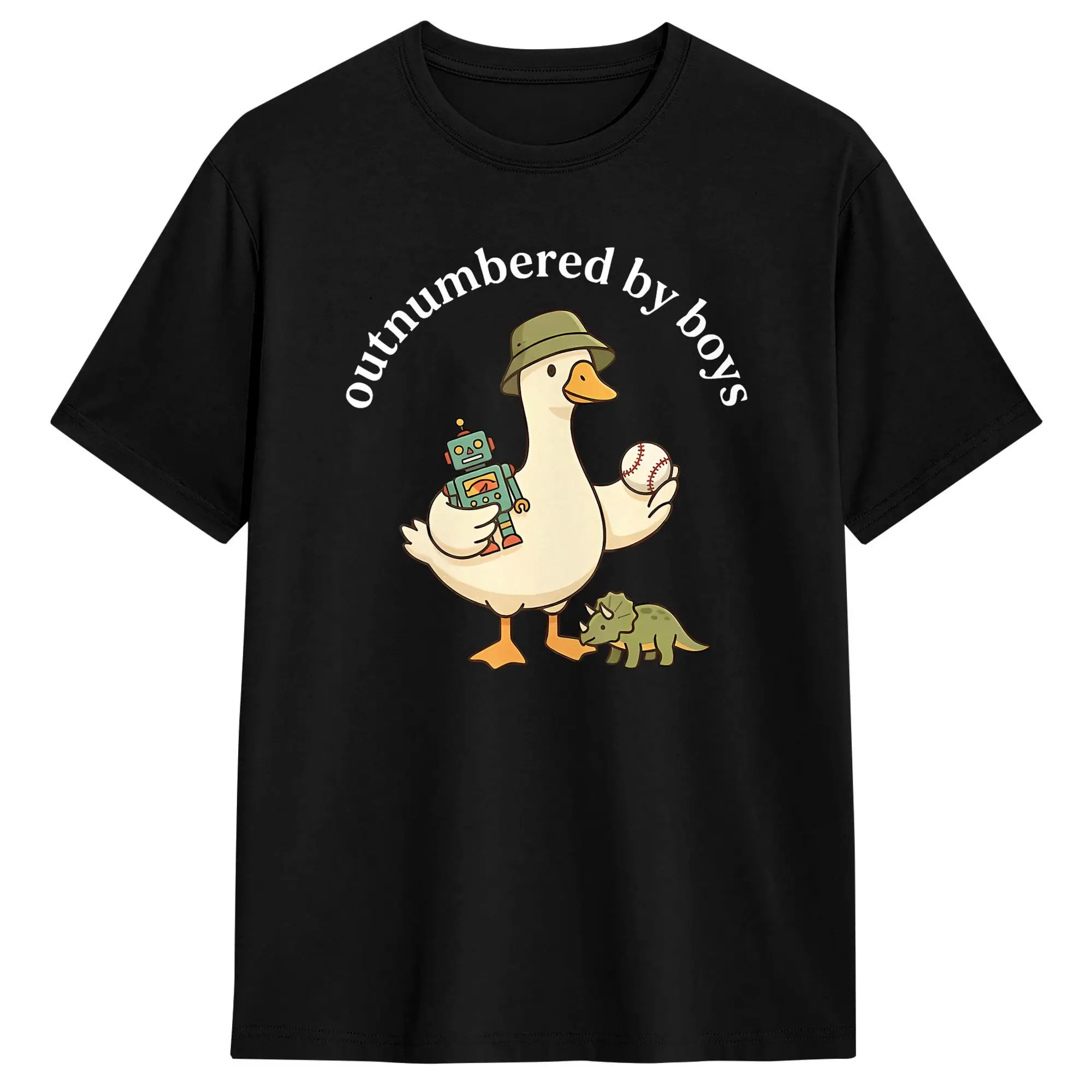 Outnumbered By Boys Funny Mom Goose T-Shirt Men's  Vintage T-Shirts Summer Round Neck Hip Hop Tees Dropshipping Big Size Clothes