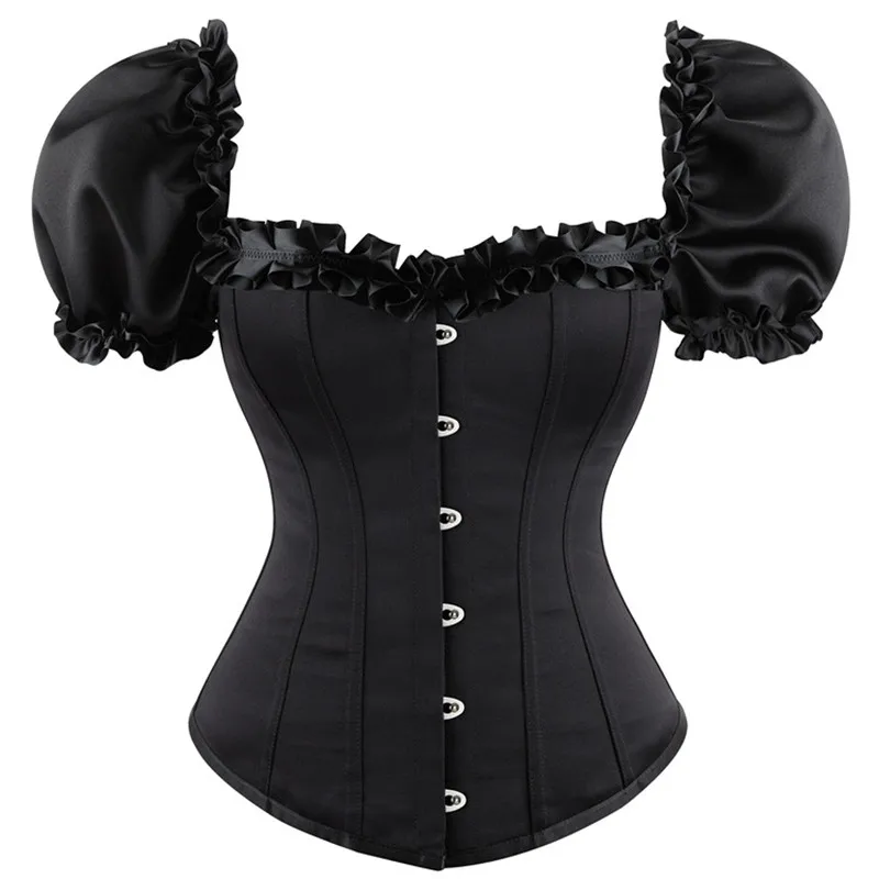 

Women Sexy Gothic Puff Sleeve Corsets Tops and Overbust Corselet Slimming Corset Belt Shapewear Modeling Strap Plus Size