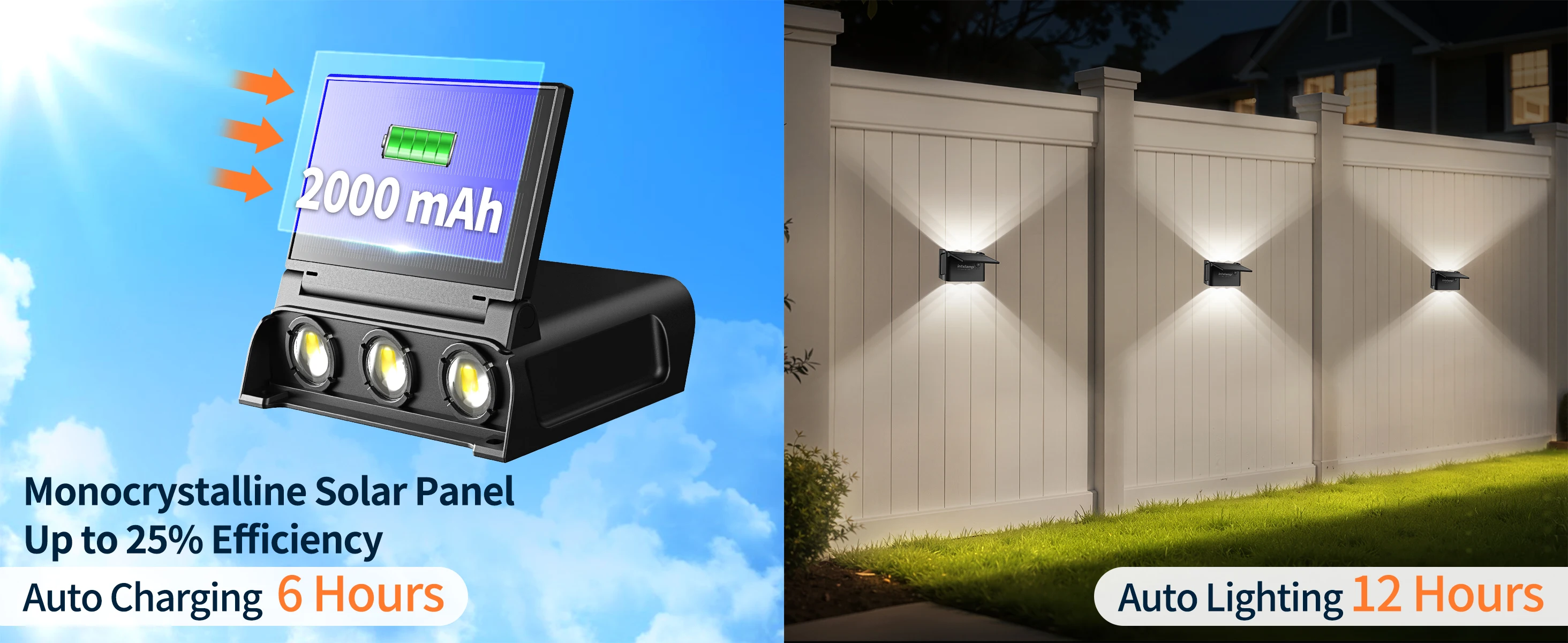 intelamp 2 Pack Outdoor Solar Wall Lights Dusk To Dawn Fence Deck Patio Light 3 Colors Mode With Remote For Wall Terraces Fences