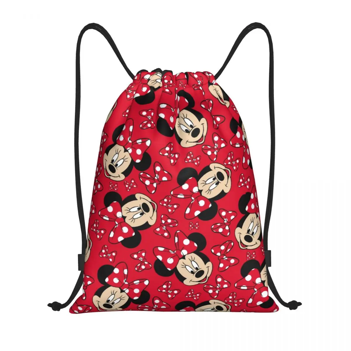 Zaino con coulisse personalizzato con fiocco e topolino Minnie Mouse donna uomo palestra Sport Sackpack borsa per la spesa portatile in cartone