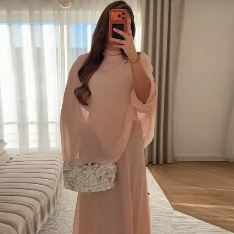 Minimalist Pink Chiffon A-Line Dress Women Summer