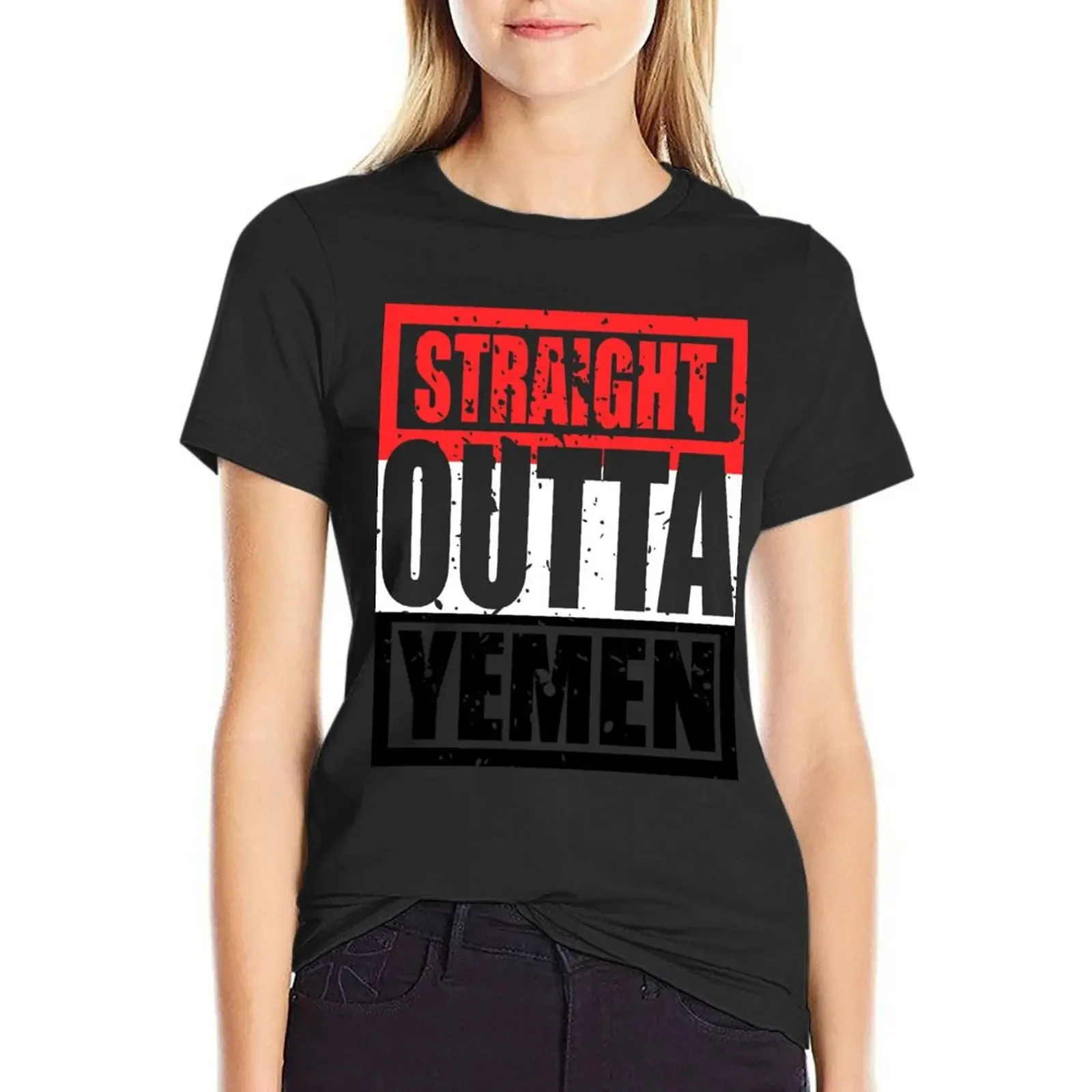 Straight Outta Yemen TShirt T-Shirt anime clothes oversized Blouse Women's summer blouses 2024