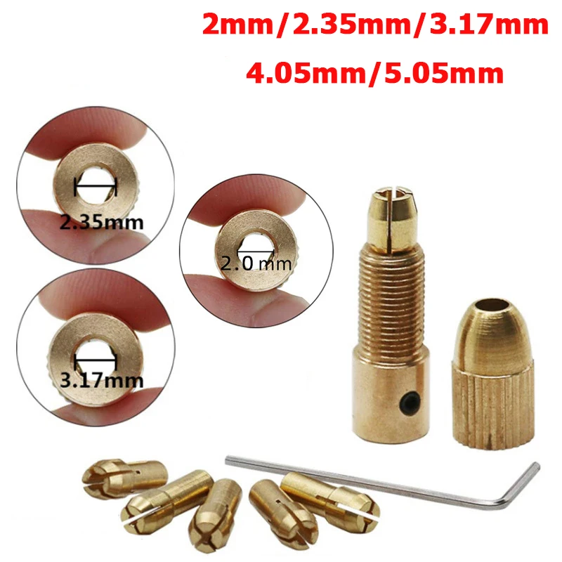 7Pcs Mini Drill Chucks 0.5-3.0mm Fit For Micro Twist Electronic Dremel Drill Collet Clamp Set Power Tool Accessories With Wrench