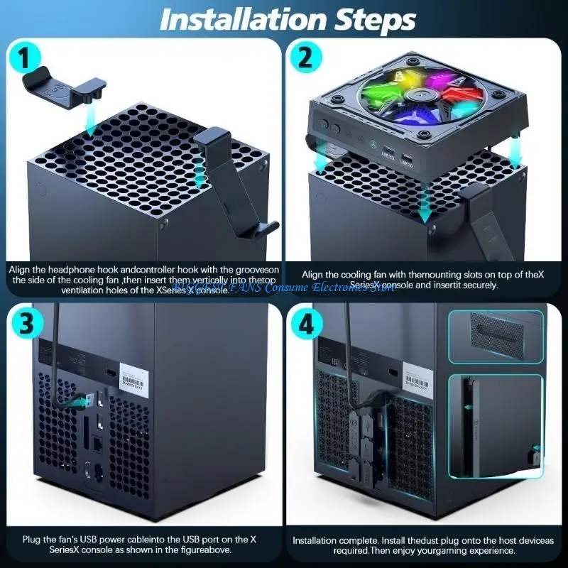 

Speed Cooling Fan LED Lights Quiet Gaming Accessory for Game Devices