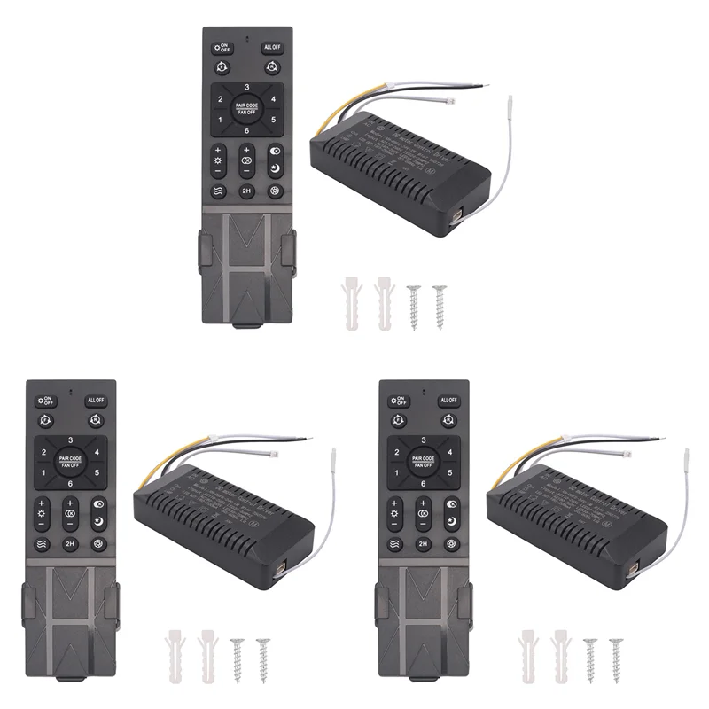 

N04R 3X Ceiling Fan Remote Control Kit With 6 Speed Settings, Replacement Ceiling Fan Remote, Dimming Controls, 110-265V