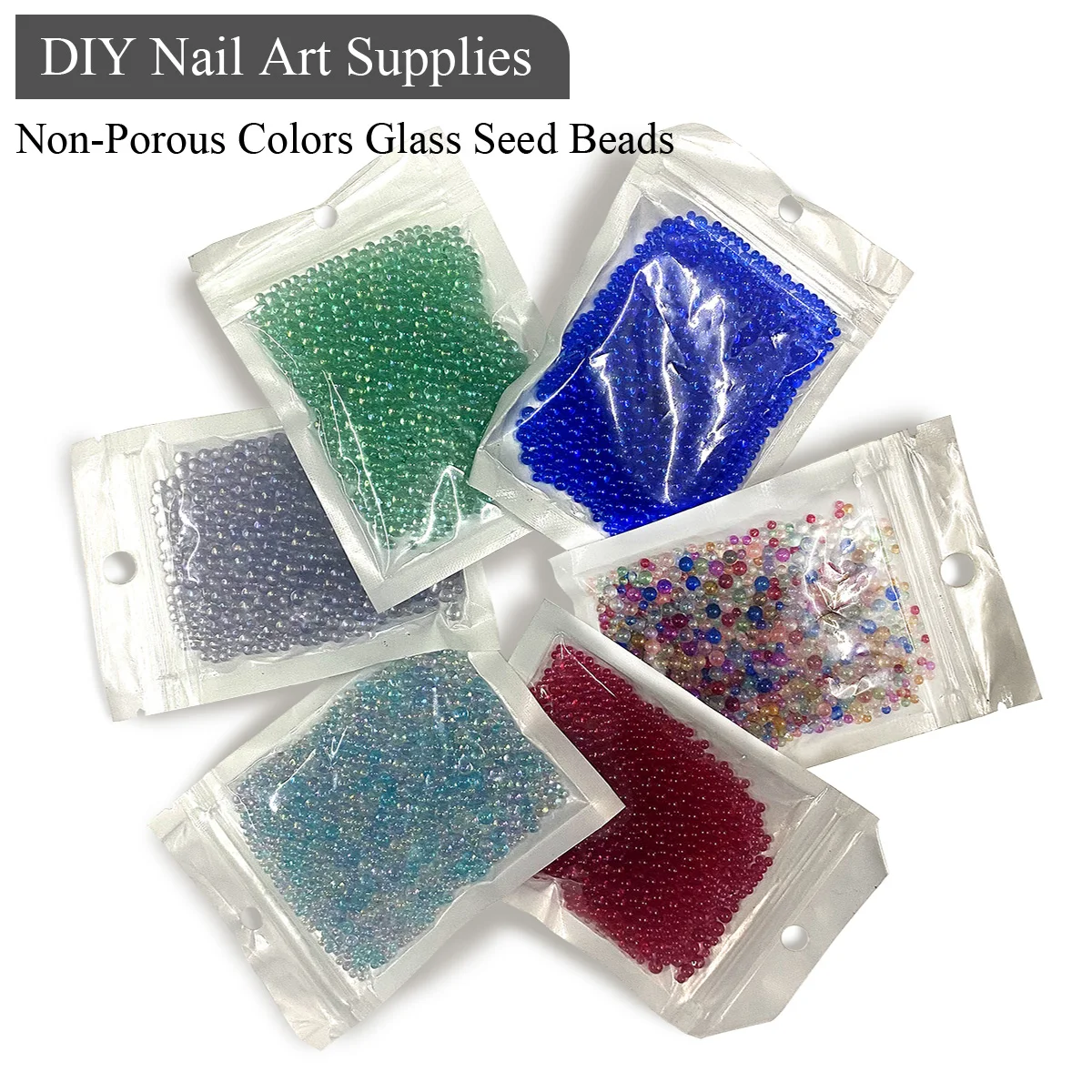 

Non-Porous Color Glass Seed Beads - 2–3.5mm Loose Beads for Girls DIY Jewelry, Resin Nail Art & Crafts Supplies