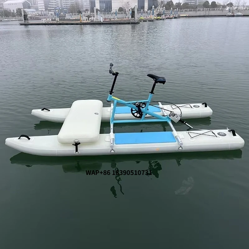 

Inflatable floating water bike pedal boat 1-2 person PVC plate water bike