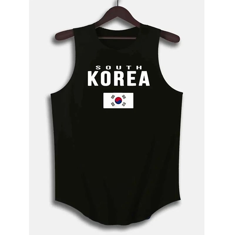 2025 Fashion 3D Printed South Korea Flag Mens Vest Summer Quick Drying Fitness T-shirt Casual Sleeveless Tank Tops Fitness Vest