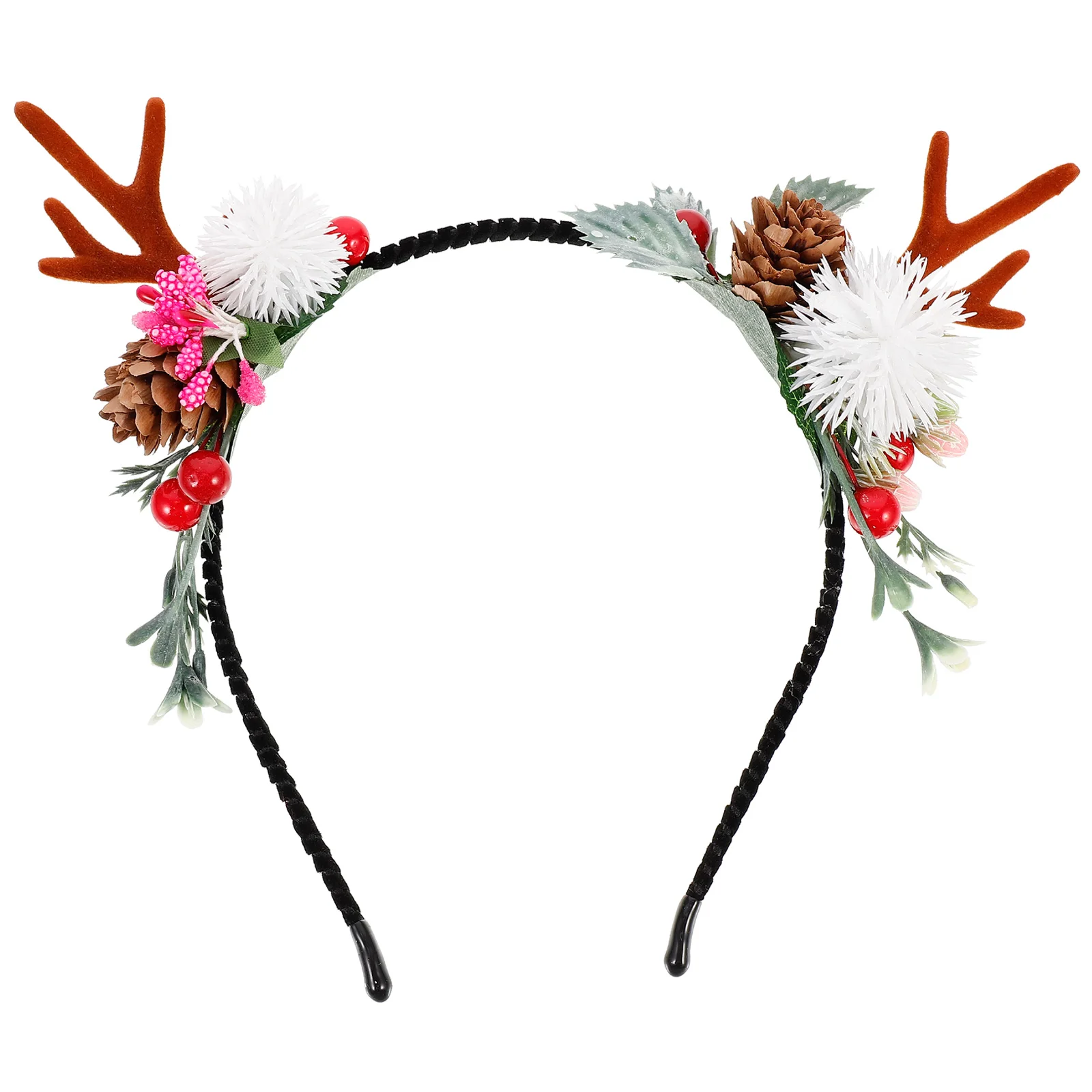 

Christmas Antler Headb Headdress Hair Accessory Fake Pine Cone Berries Kids Friends Gift Photo Prop Parties Comfortable