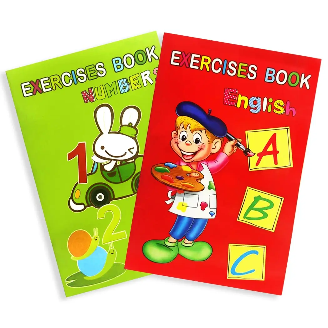 Libro de trabajo educativo de ayuda para la tarea de los niños, adición de matemáticas, resta, multiplicación y división, ejercicios de letras