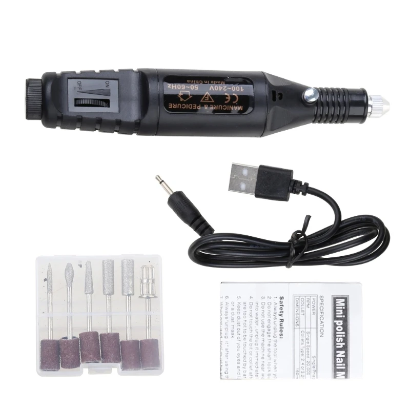 3D Printing Model Material Mini Electric Sander USB Powered with 6 Sanding Heads 4 Rotating Speed 896C
