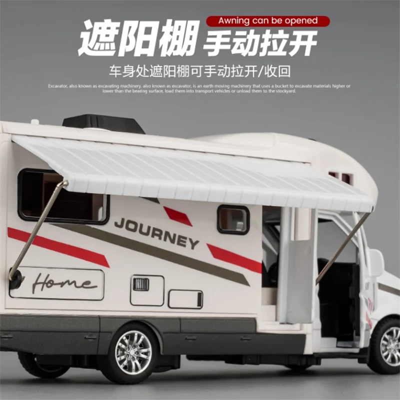 1:30 Luxury RV Recreational Diecast Vehicles Car Model Camper Van Motorhome Touring Car Model Sound and Light Childrens Toy Gift