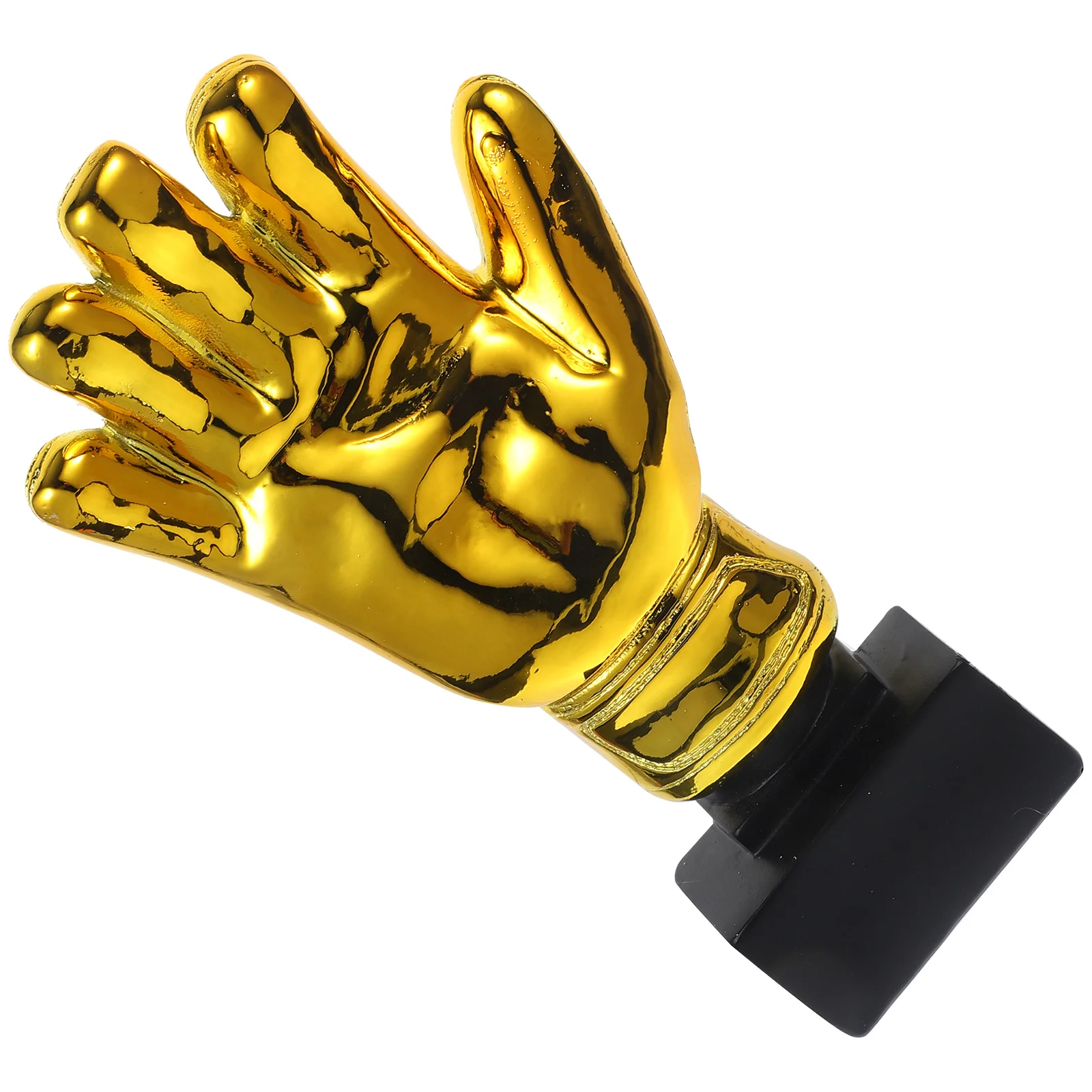 

Goalkeeper Plating Resin Trophy Goalie Gloves Shape Soccer Match Award Toy with Base for Office School Kindergarten (Golden)