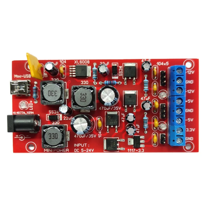 Mini USB Dual Power Supply Module 5-24V To ±12V ±5V 3.3V Multiple Outputs Boost Converter Linear Regulator DIY Kit