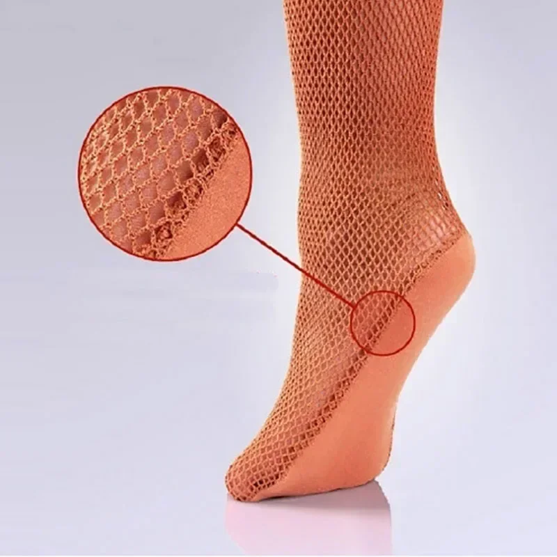 

Professional Hard Mesh Tights Latin Dance Fishnet Stockings Compretition Special Pantyhose Sole Non Slip Bone Line Oxford Socks