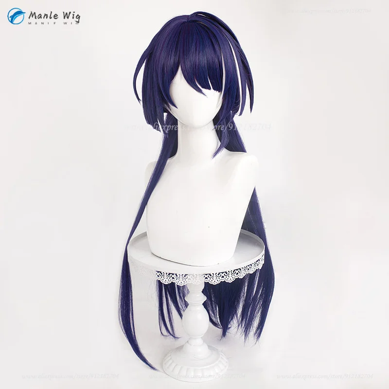 Acheron Cosplay Wig Women 70cm Long Purple Highlight White Acheron Anime Wig Heat Resistant Hair Halloween Party Cosplay Sticker