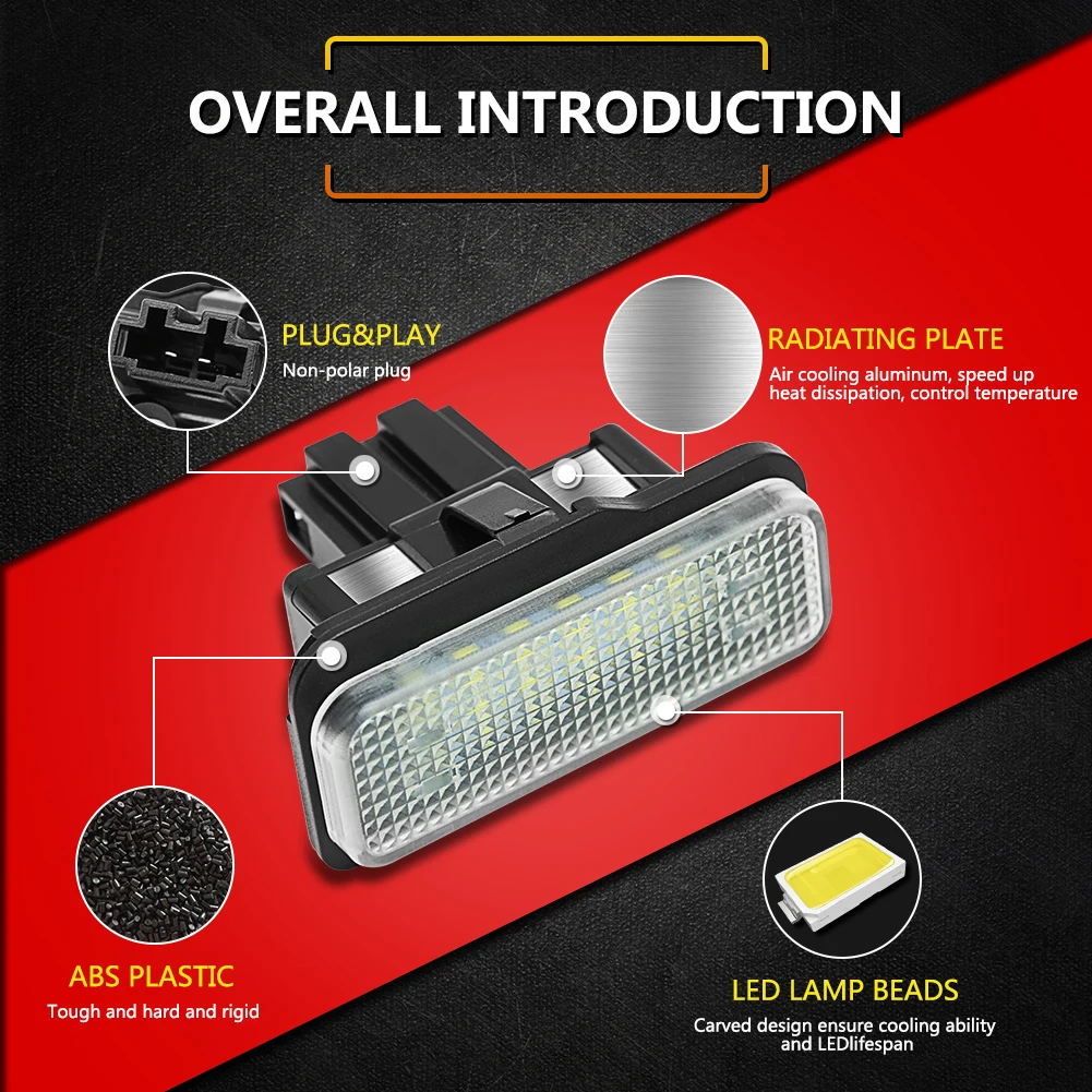 For Mercedes Benz W203 W211 W219 R171 2Pcs LED License Plate Light Tag Lights Compatible