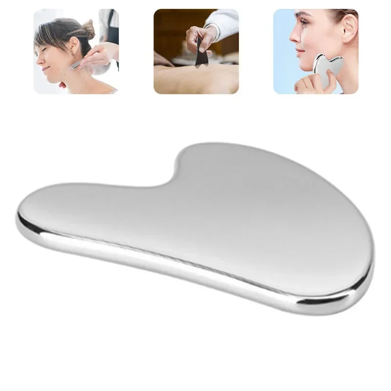 Gua Sha Natural Stainless Steel Scraper Massager Facial Skin Care Guasha Board Face Massager Board Heart Shape Body Relaxation