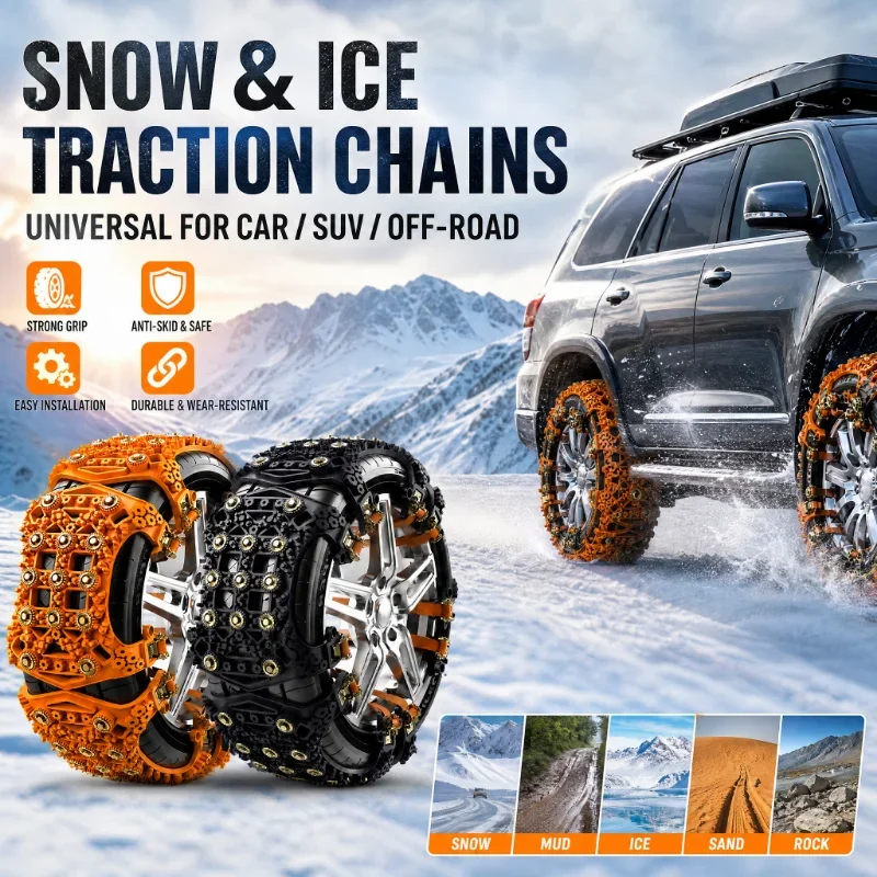 6PCS Automobile Tire Accessories Car Wheel Snow Chains Safe Driving Tire Chain SUV Winter Anti Slip Car Tire New Universal Snow