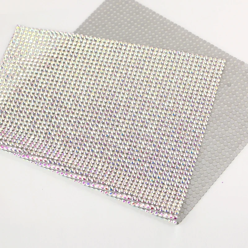 New Arrival 24x40cm Hotfix Ribbon Flatback Glass Crystal AB Diamond Mesh Sheet Glass Rhinestone Crystal AB Trim Iron on Garment