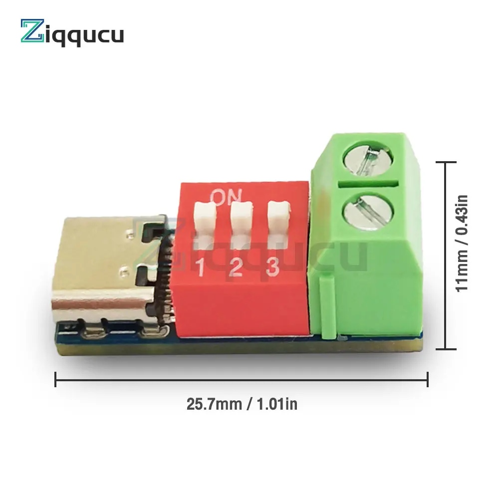 2PCS Type-C PD QC Trigger 5V~20V DC Adjustable Voltage Power Module Dial Adjustment Voltage Fast Charging Decoy Module