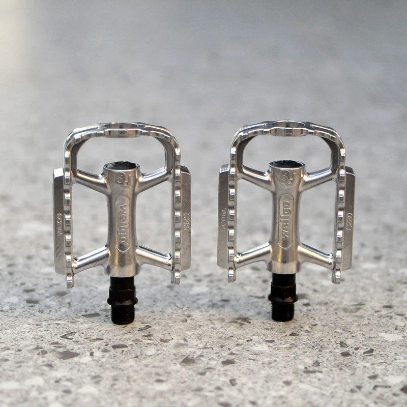 Wellgo Retro Aluminium-Legierung Vintage Fahrradpedale für Rennräder und Falträder, Silberne Fahrradpedale