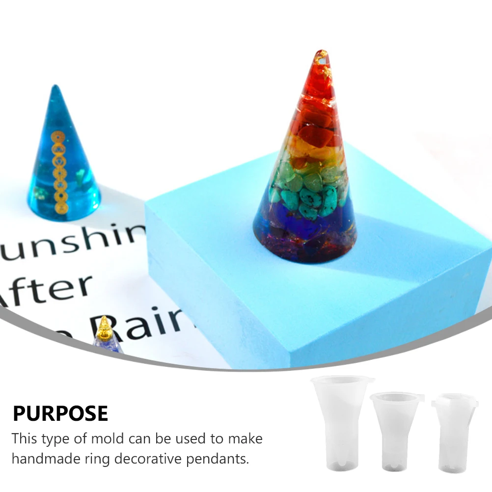 

3 pcs Ring Holder Mold Jewelry Making Silicone DIY Cone Shaped Crafts Pendant Resin Molds Accessories Handmade Ornaments
