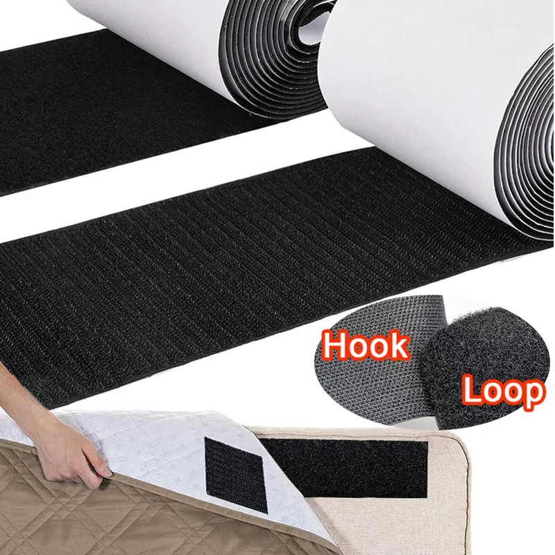 

1M Hook and Loop Tape 100mm Self Adhesive Fastener Strips Nylon Sticky Heavy Duty Tape Non Slip Rug Grippers for DIY Craft Home