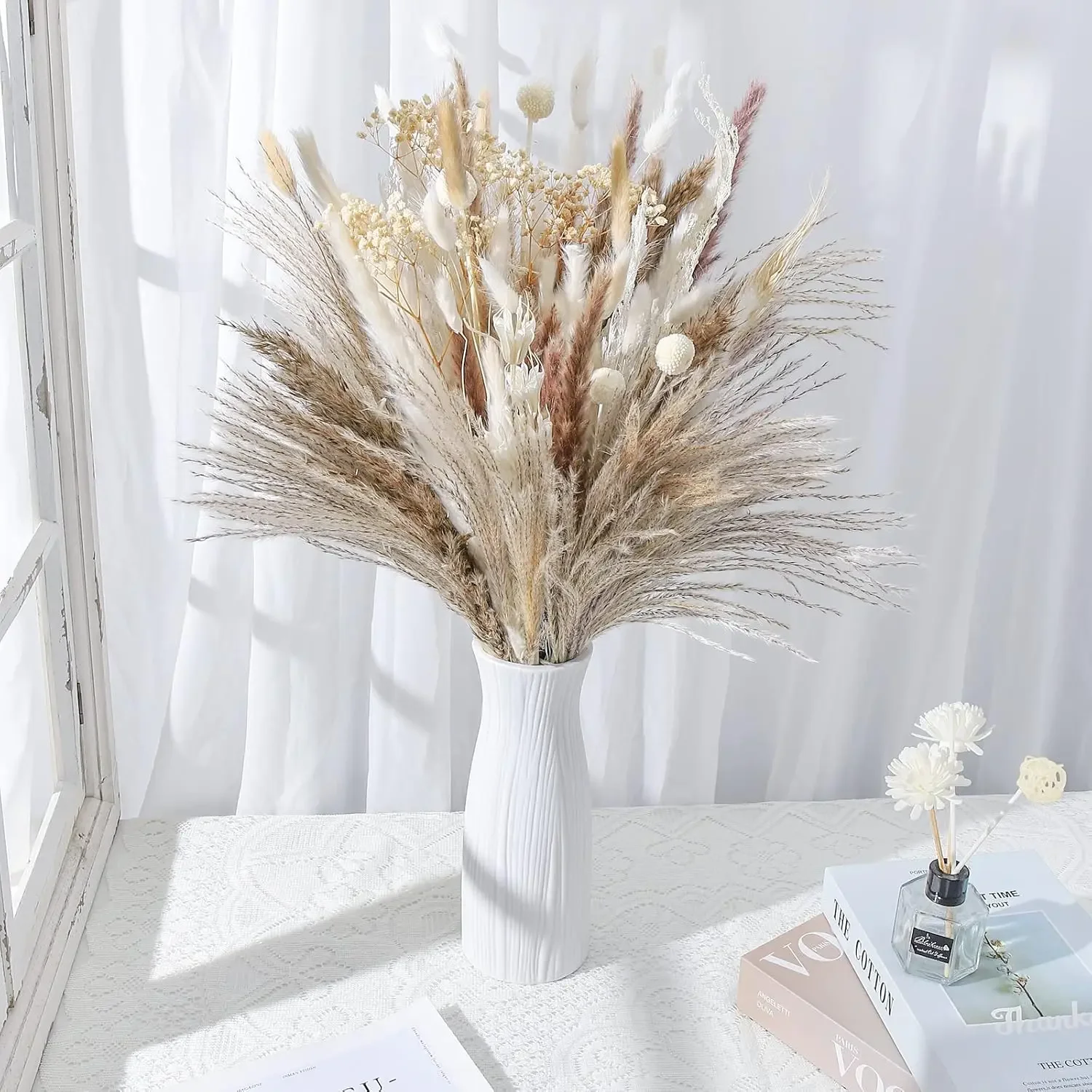 Artificial Pampas Grass Decor, Fake Pampas Grass Bouquet Home Decor  Arrangements for Boho Wedding Farmhouse Party Decor 1 Box