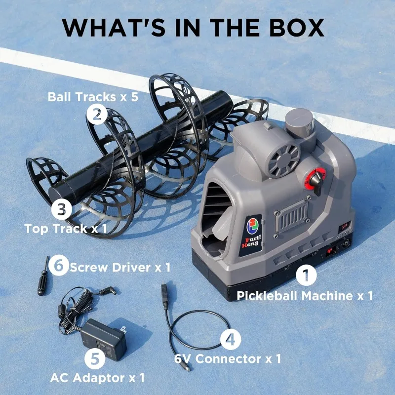 Машина для производства пиклбола с автоматическими качелями, 3 регулируемыми углами и 4 скоростями, портативная пусковая установка для пиклбола для использования в помещении и на открытом воздухе P