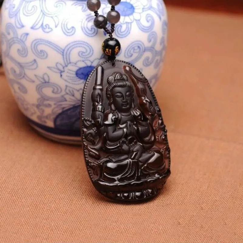 Ice Obsidian Thousand Hands Guanyin Pendant Natal Year Male and Female Patron Saint Pendant