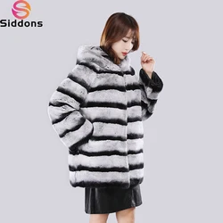 New Women Winter Warm Russian Lady 100% Natural Rex Rabbit Fur Hooded Coats Real Rex Rabbit Fur Jackets Hot Genuine Fur Overcoat