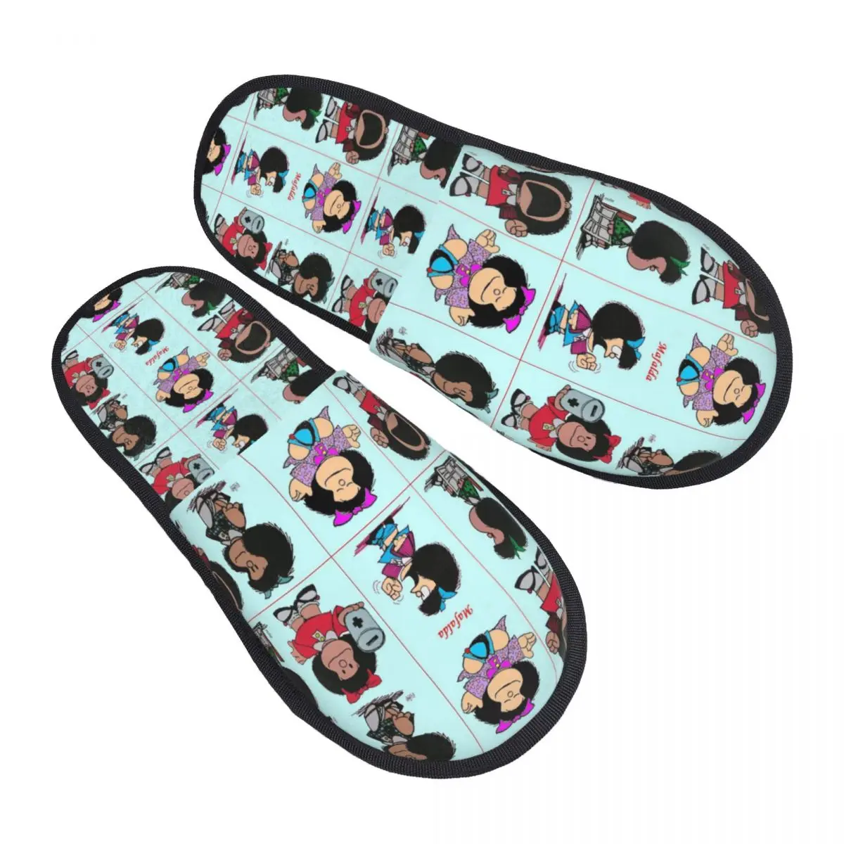 

Custom Kawaii Cartoon Mafalda Guest Slippers for Spa Women House Slipper