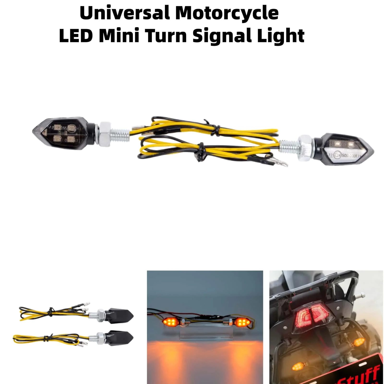 For Honda Yamaha Kawasaki Suzuki Harley Universal Motorcycle LED Mini Turn Signal Light Blinker Indicator Lamp Bright Amber