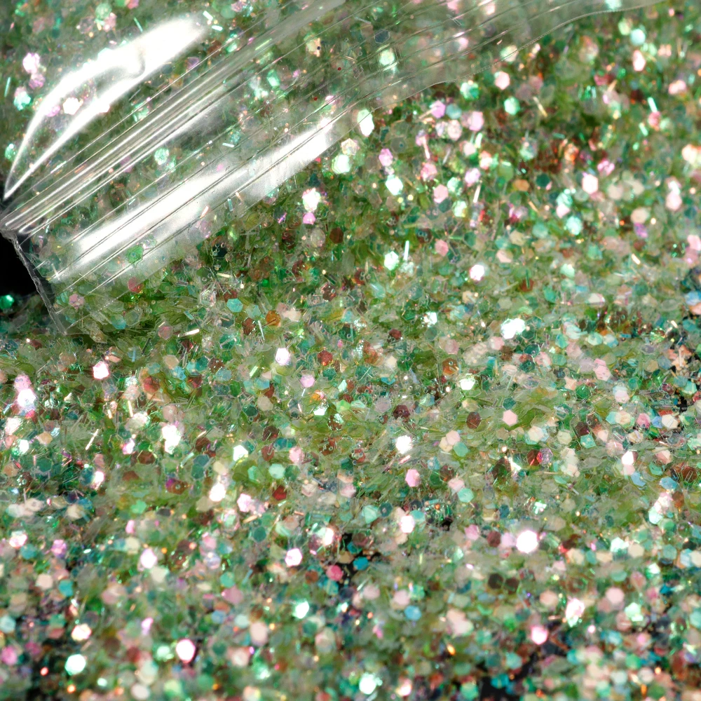 50g/bag Laser Nail Art Glitter Powder Mixed-Size Chunky Nail Glitter Sparkly Fragment Glitter Manicure Decor DIY Glitter 50#BA35